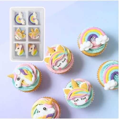 Unicorn Face Sugar Decorations 6pc