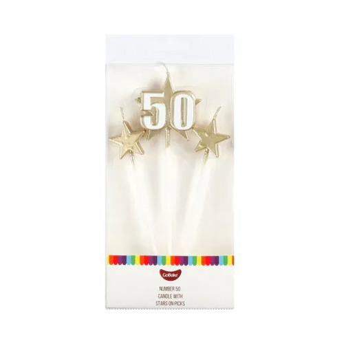Number Star Pick Candle 50 Gold