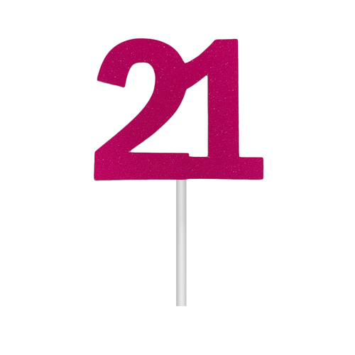 Glitter 21 Neon Pink Cake Topper