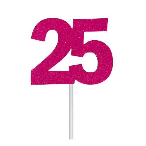 Glitter 25 Neon Pink Cake Topper