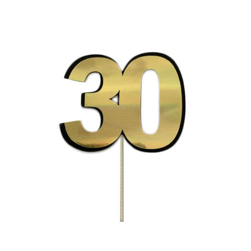 30 Cake Topper Gold 7cm
