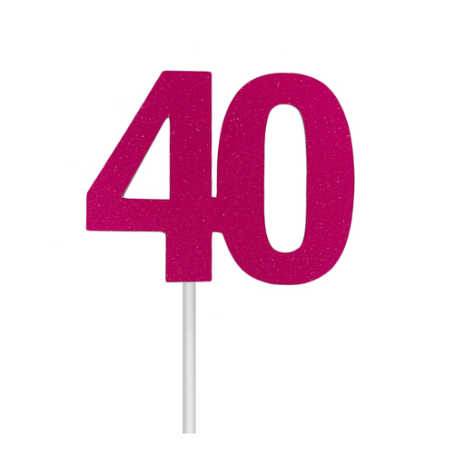 Glitter 40 Neon Pink Cake Topper