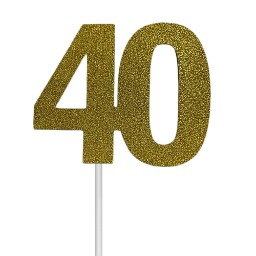 Glitter 40 Gold Cake Topper