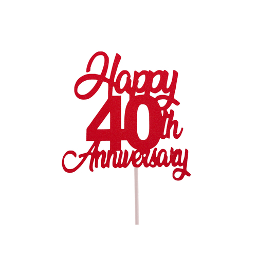 40th Anniversary Cake Topper Glitter Red