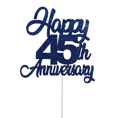 45th Anniversary Cake Topper Glitter Blue
