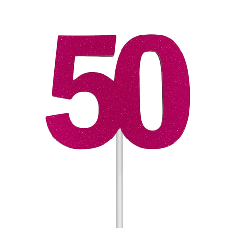 Glitter 50 Neon Pink Cake Topper