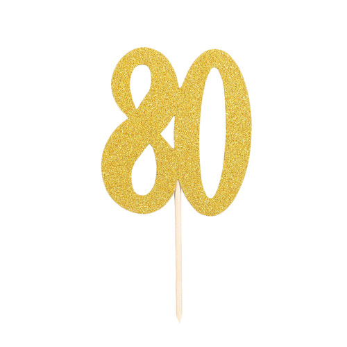 Glitter Gold 80 Cake Topper Gold