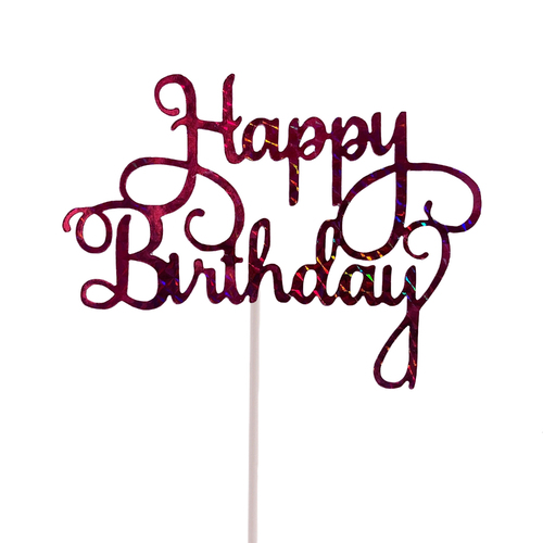 Pink holographic Birthday Cake Topper 