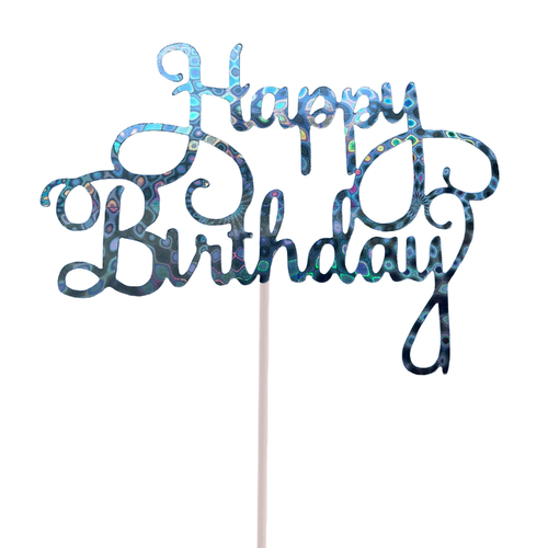 Silver holographic Birthday Cake Topper