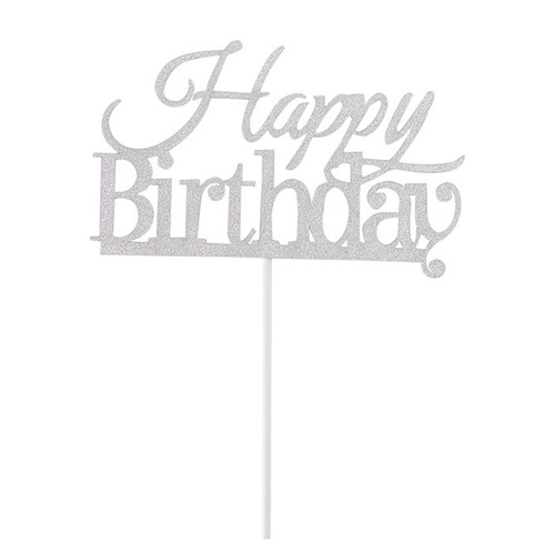 Silver Glitter Cake Topper