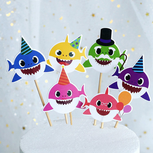 Baby Shark Cupcake Topper Picks 24pcs