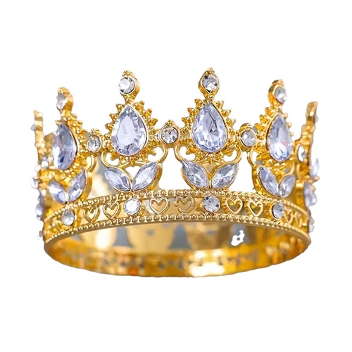 Gold Crown With Baby Blue Gems Cake Topper Decoration 9cm