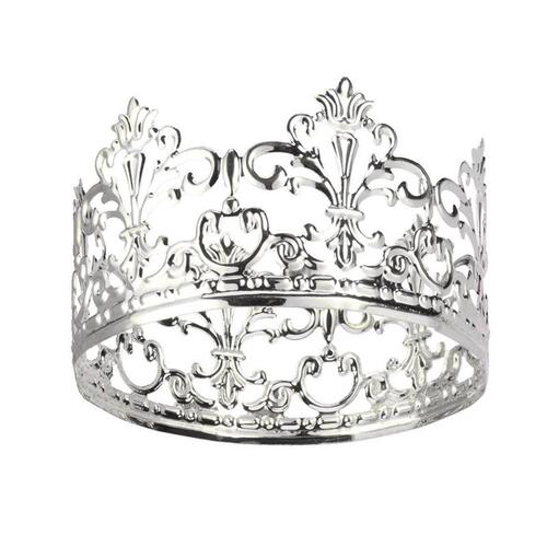 Silver Crown Cake Topper Decoration 10x6cm