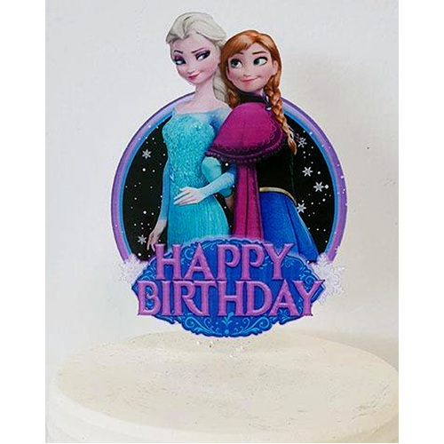Acrylic Frozen Anna & Elsa Happy Birthday Topper