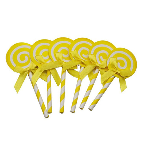 Lollipop Cake Topper Yellow - 6 Piece