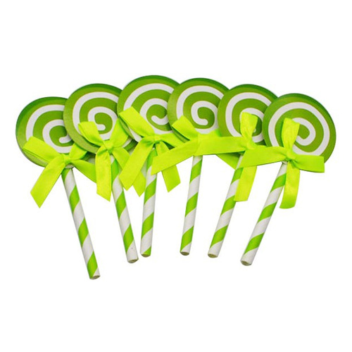 Lollipop Cake Topper Green 6pcs