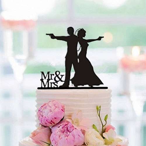 Mr & Mrs Guns Cake Topper