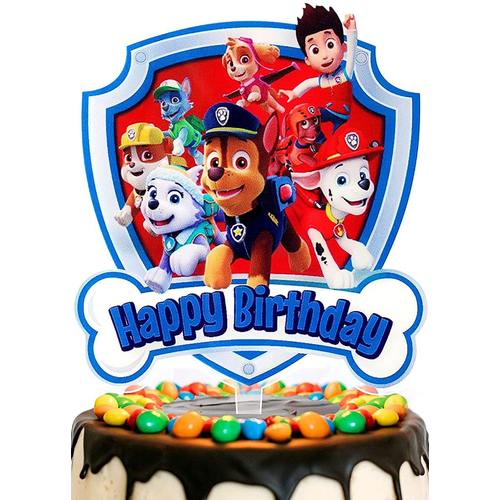 Acrylic Paw Patrol Happy Birthday Topper  16cm