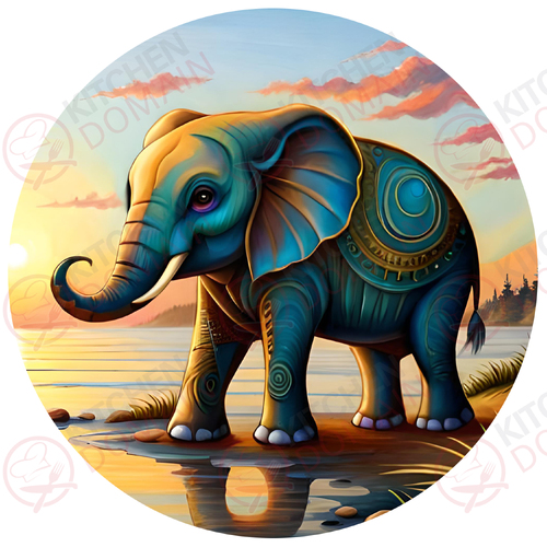 Elephant Edible Image #01 - Round