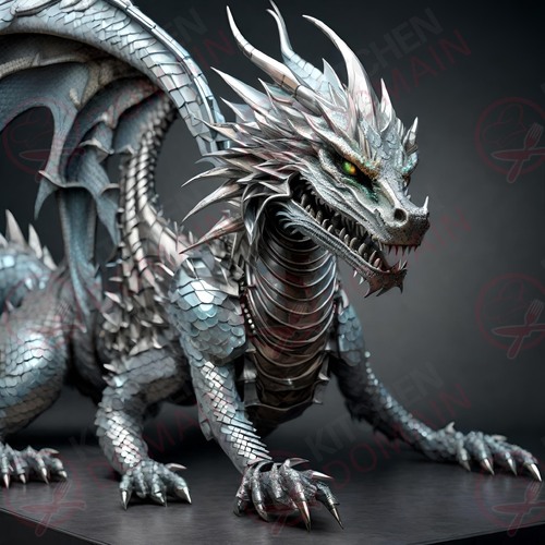 Metal Dragon Edible Image #01 - Square