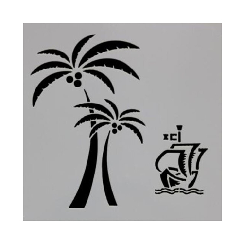 Coconut Tree-Ship Stencil