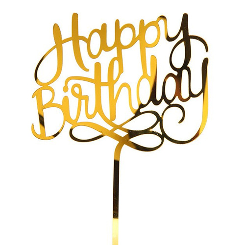 Kitchen Domain Happy Birthday Cake Topper Gold