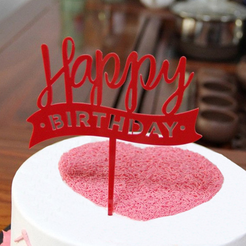 Happy Birthday Cake Topper - Red