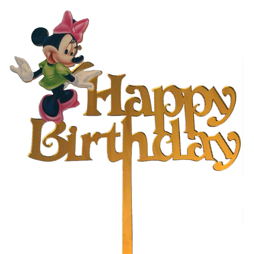 Acrylic Minnie Mouse  Happy Birthday Topper