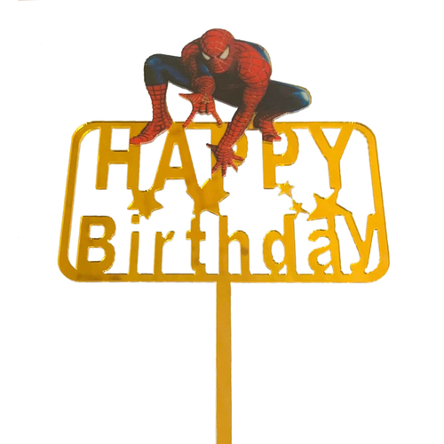 Acrylic Spider man Happy Birthday Topper