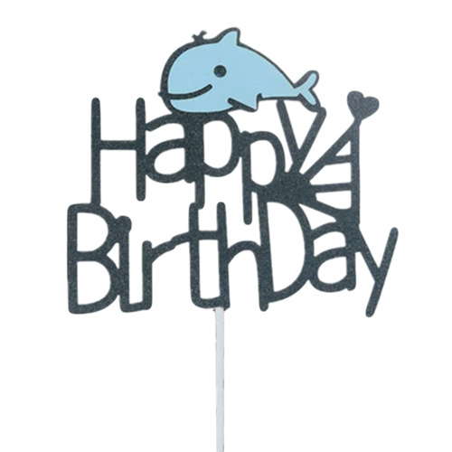 Blue Whale Happy Birthday Cake Topper