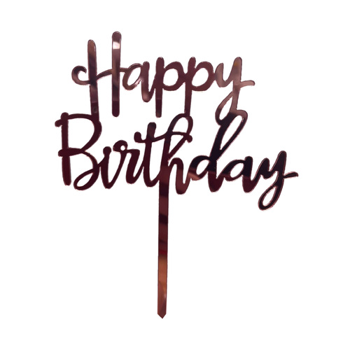 Happy Birthday Mirror Pink Cake Topper 15cm