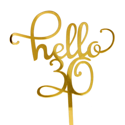Hello 30 Gold Cake Topper