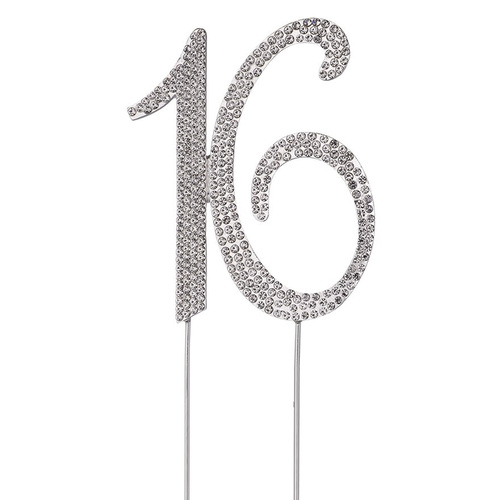 Diamante Cake topper Large Silver 16