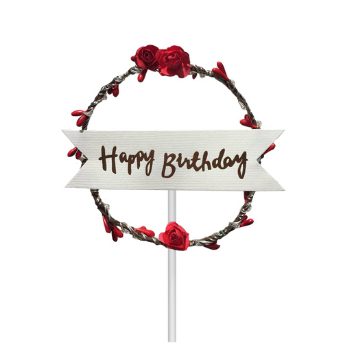 Led Light Up Red Happy Birthday Cake Topper