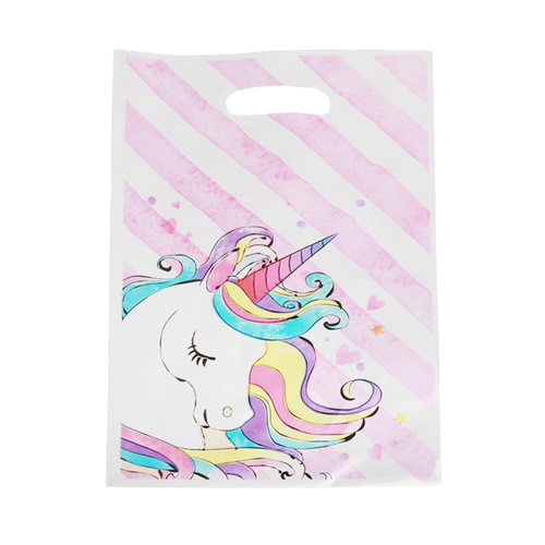 Pink Strip Unicorn Loot Bags 10pcs