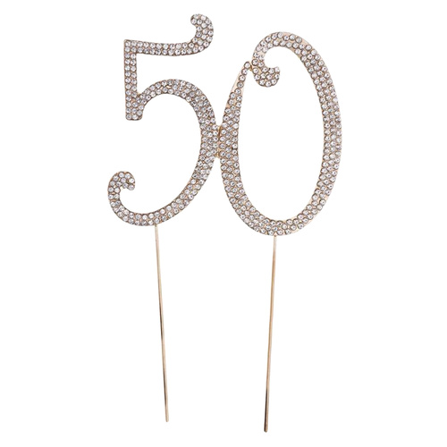 Diamante Cake topper  Large 50th Gold