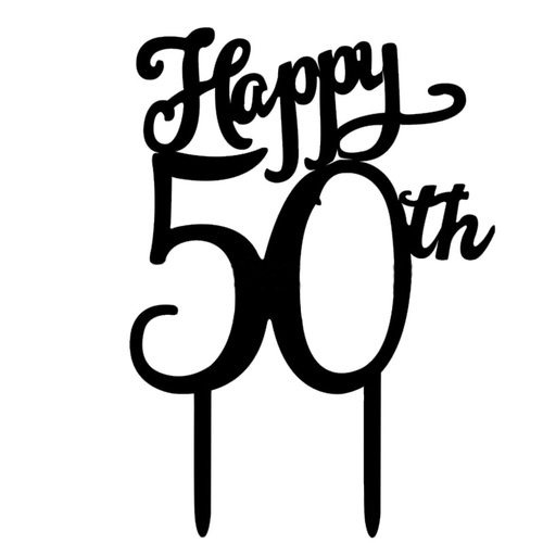 Black Acrylic 50th Birthday Cake Topper