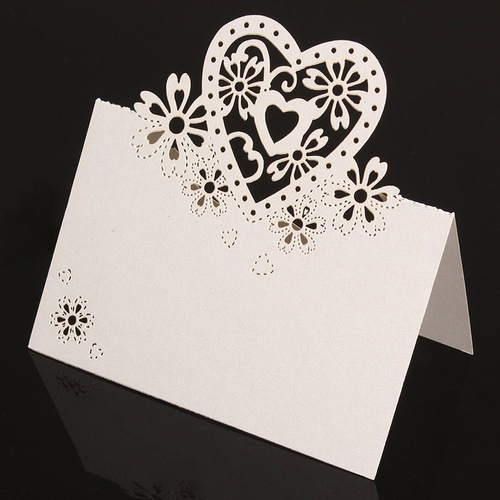 White Heart Name Card Pack Of 10