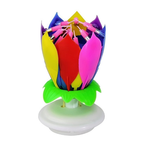 Lotus Flower Musical Birthday Candle Multi Colour