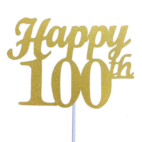 100th Cake Topper Gold