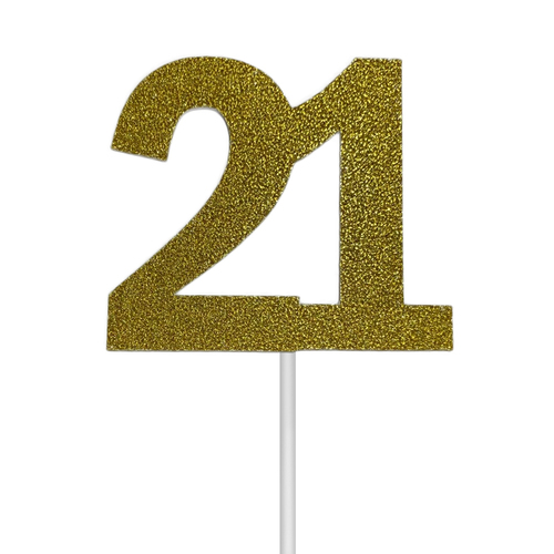 Glitter 21 Gold Cake Topper