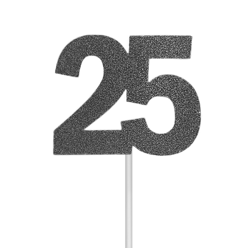 Glitter 25 Silver Cake Topper