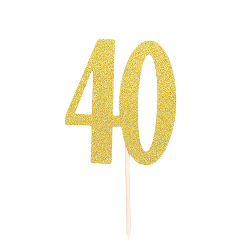 Glitter Gold 40 Cake Topper Gold