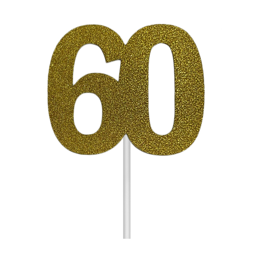 Glitter 60 Gold Cake Topper