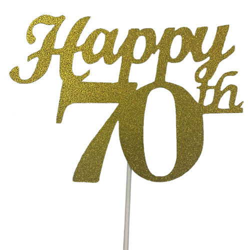 70th Cake Topper Gold