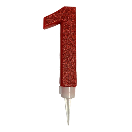 Xtra Large Red Glitter Number 1 Candle 11.5cm