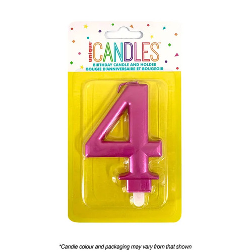 Metallic Pink Candle Number 4