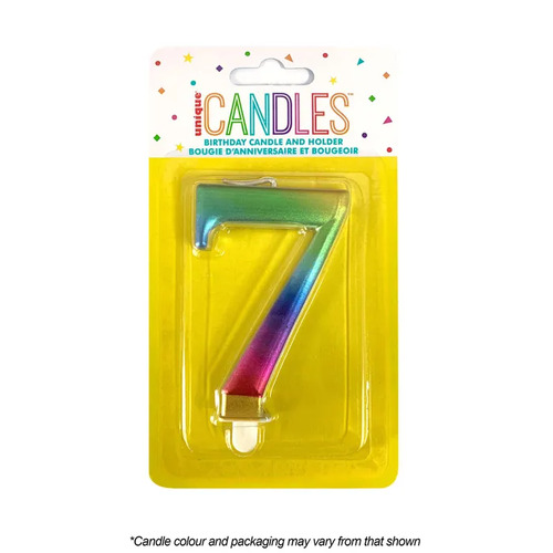 Metallic Rainbow Candle Number 7