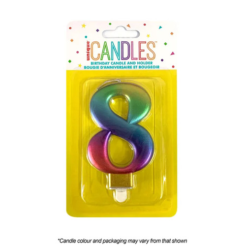 Metallic Rainbow Candle Number 8