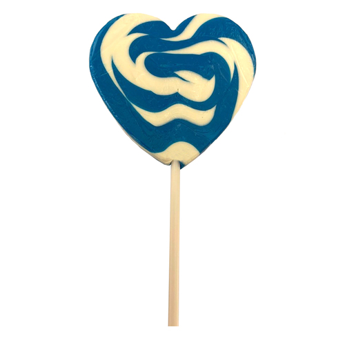 Swirly Blue Heart Lollipop 85 Grams